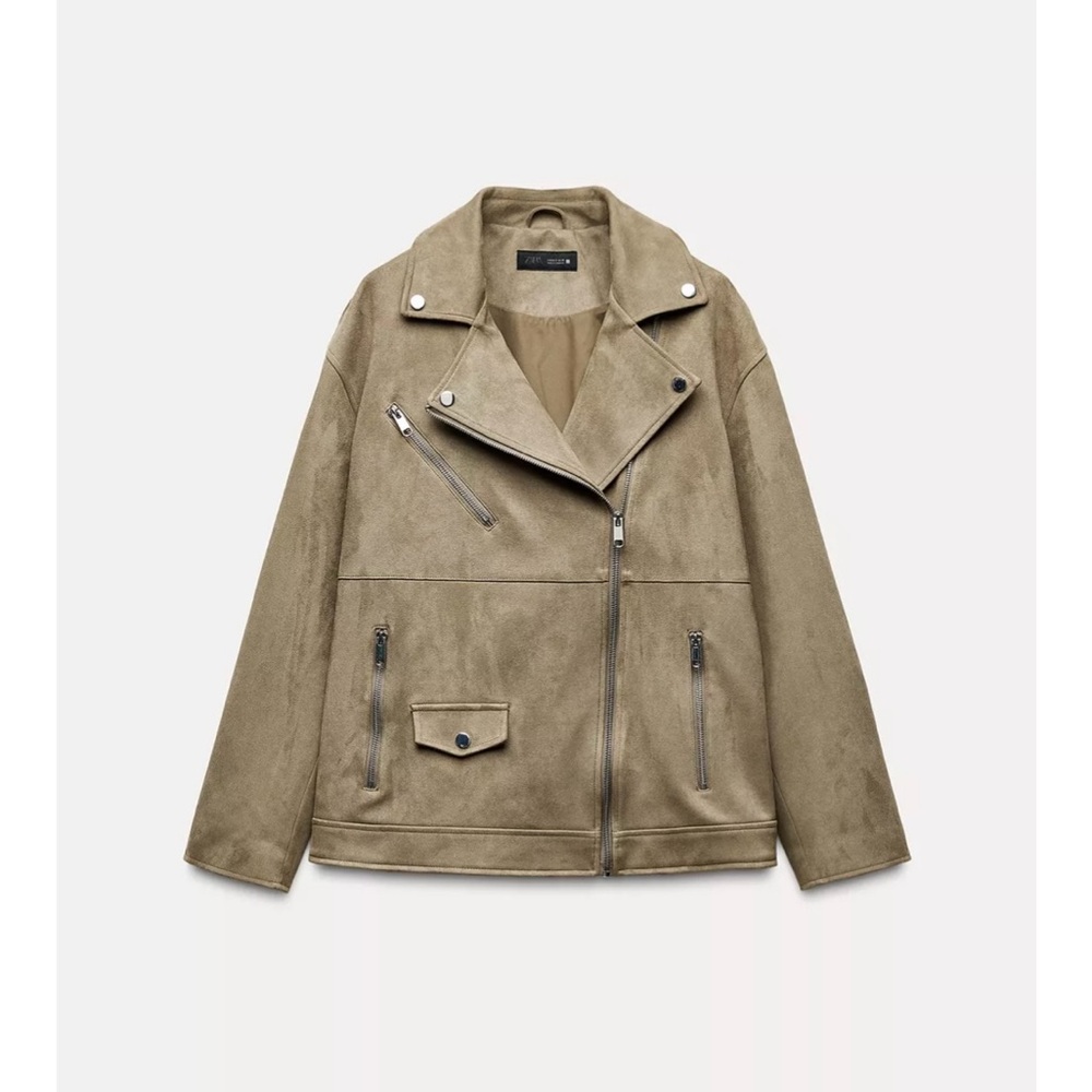 Zara Faux Suede Tan Biker Spring Jacket